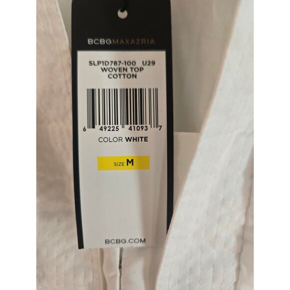 BCBGMAXARZIA Womens Woven Cotton White Top Size M NWT - Picture 4 of 9